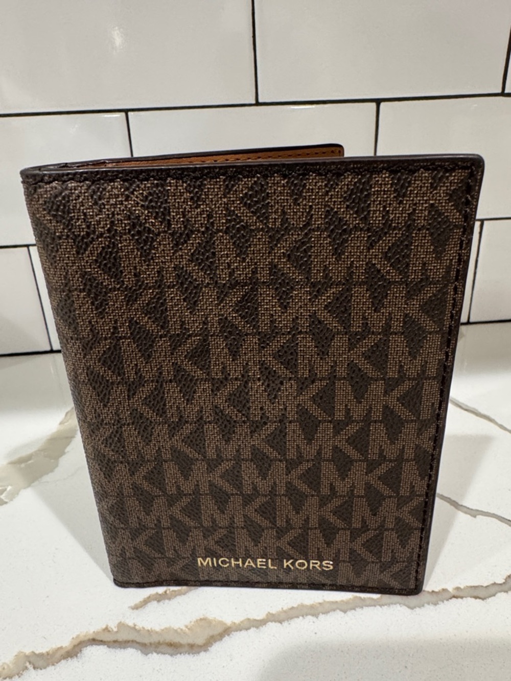 Michael Kors Passport Wallet Card Holder Brown Signature